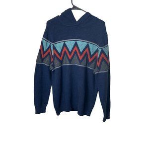 Goodfellow & Co Men Medium Blue Orange Zig Zag Xavier Pullover Sweater Hoodie